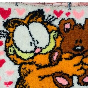 Vintage 80's Handmade Garfield Loves Pooky Finished Latch Hook